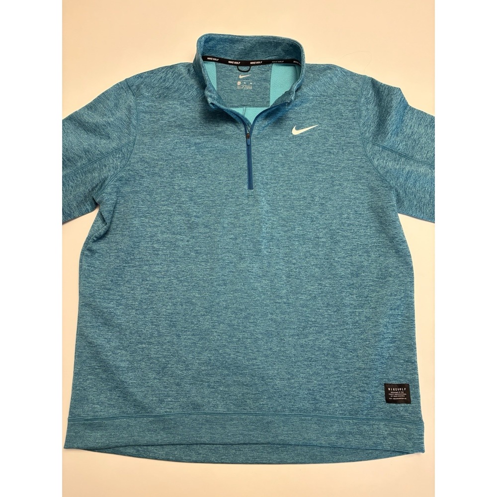 Nike Golf 1/4 Zip Pullover Mens XL Blue Heathered Dri-Fit Mock Neck Sweater